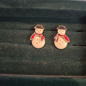 Vintage Avon Snowman Christmas Earrings